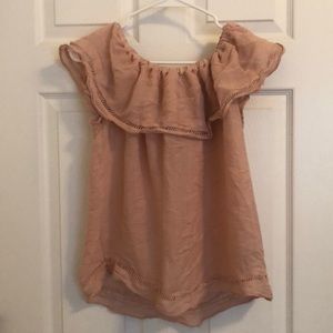 Off the shoulder ruffle linen blouse